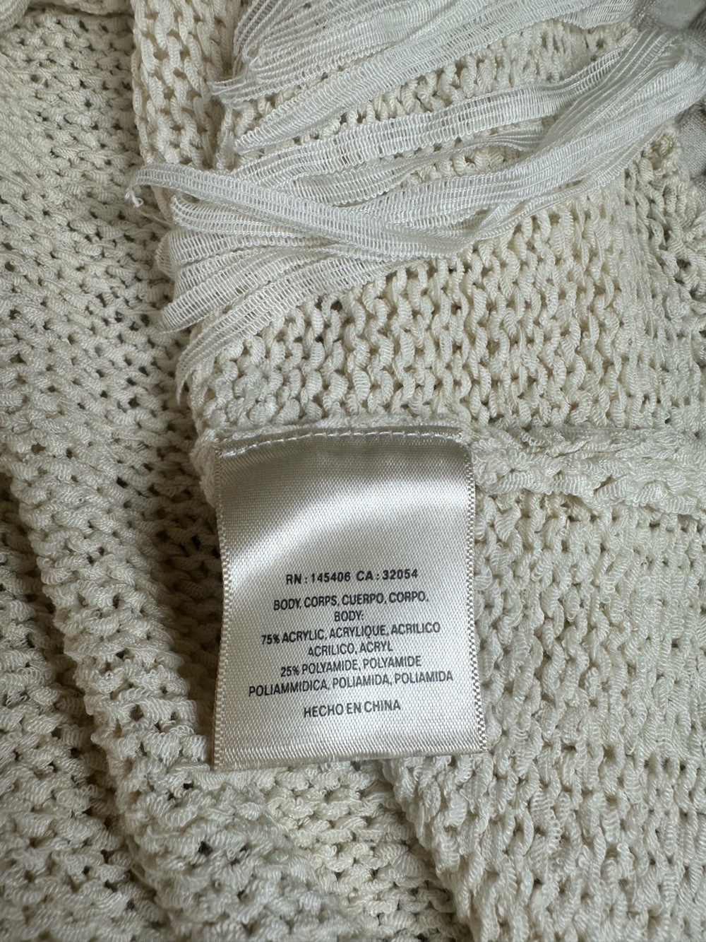 Anthropologie Boho Cream Fringe Sleeveless Knit Top Women’s XS - Picture 8 of 8